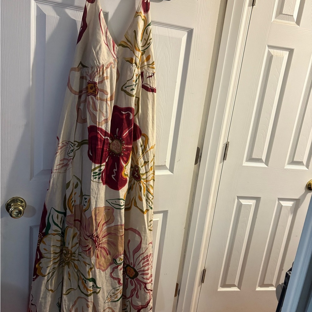 Old Navy Floral Maxi Dress - Cream, Red, Yellow